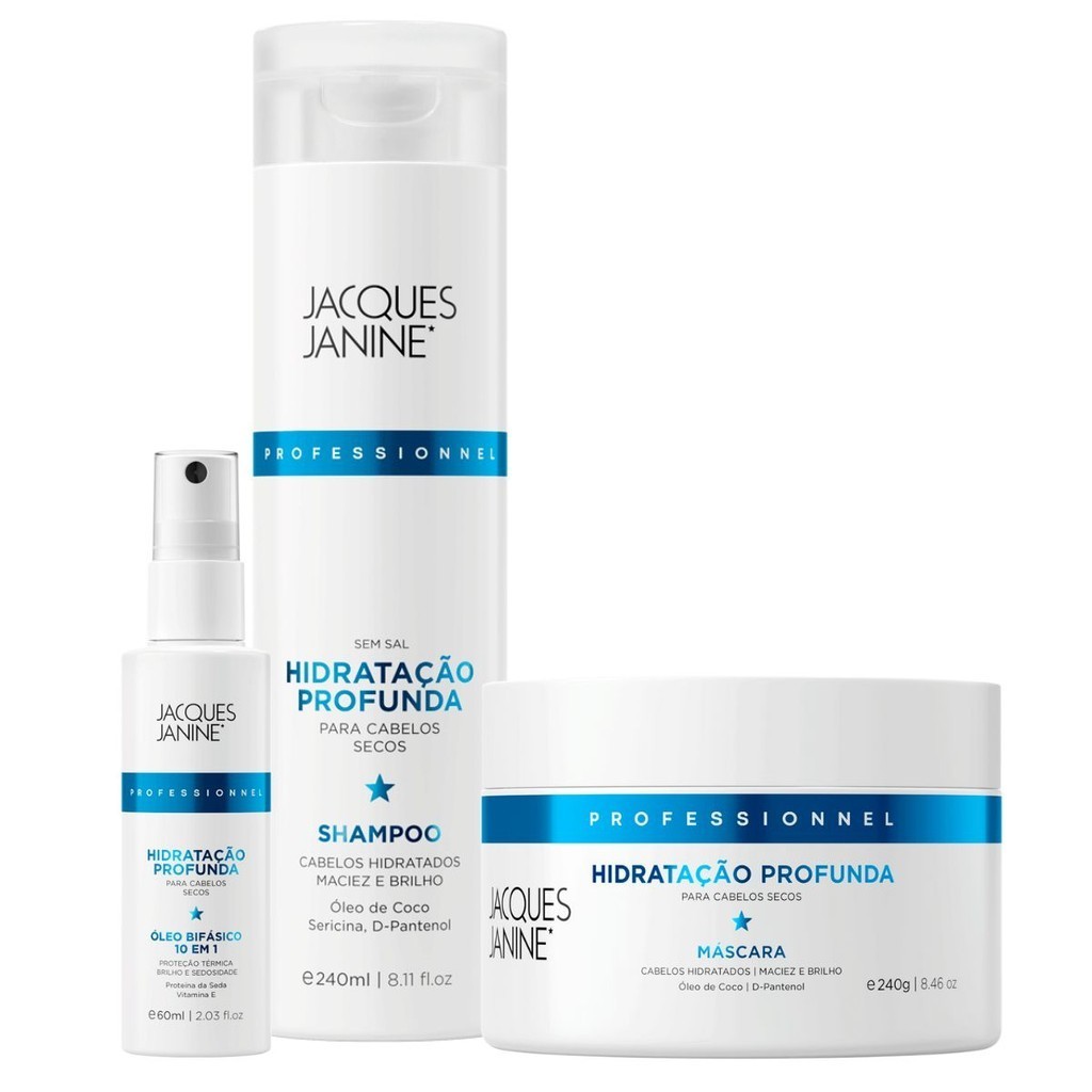 Kit Jacques Janine Hidratação Profunda Shampoo 240ml Máscara 240g