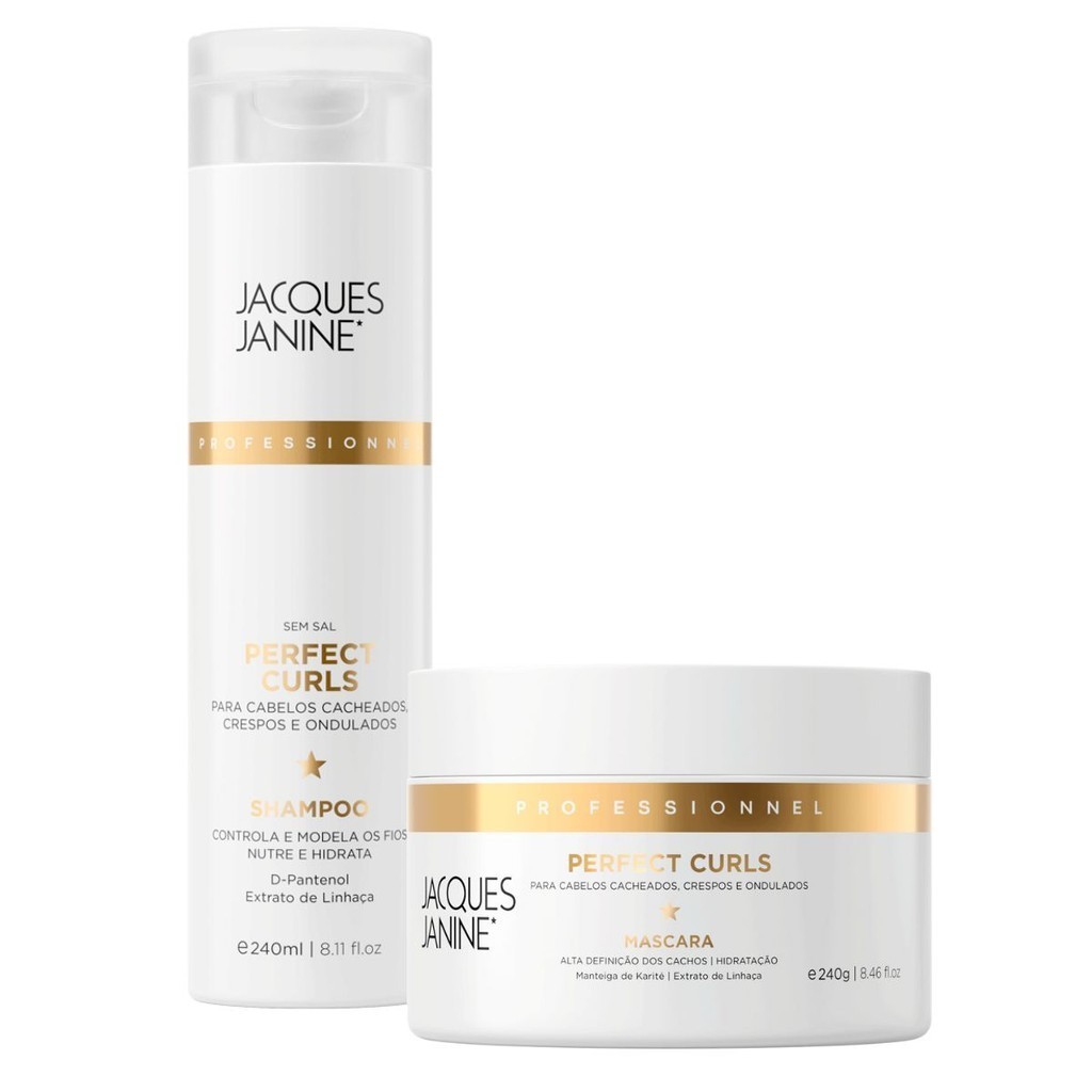 Kit Jacques Janine Power Perfect Curls Shampoo Sem Sal 240ml Máscara