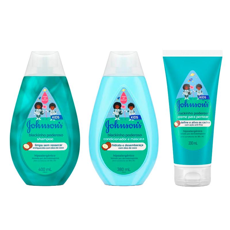 Kit Johnson's Baby Blackinho Poderoso Shampoo 400ml Condicionador — Cabelos