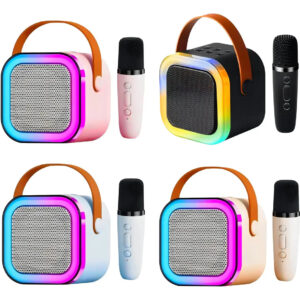 Kit Karaokê: Caixa de Som Bluetooth Portátil Azul com Microfone e