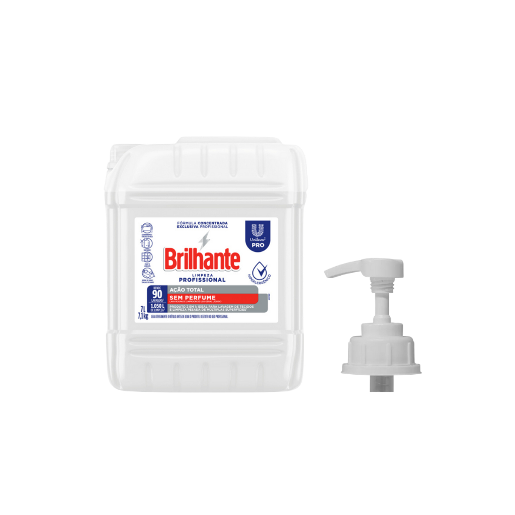 Kit Lava Roupas Líquido Ação Total Sem Perfume 7L Brilhante Válvula — Perfumes