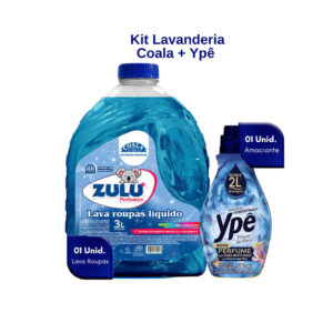 Kit Lava Roupas Zulu 3L Perfumes Coala Amaciante 500ml Ypê