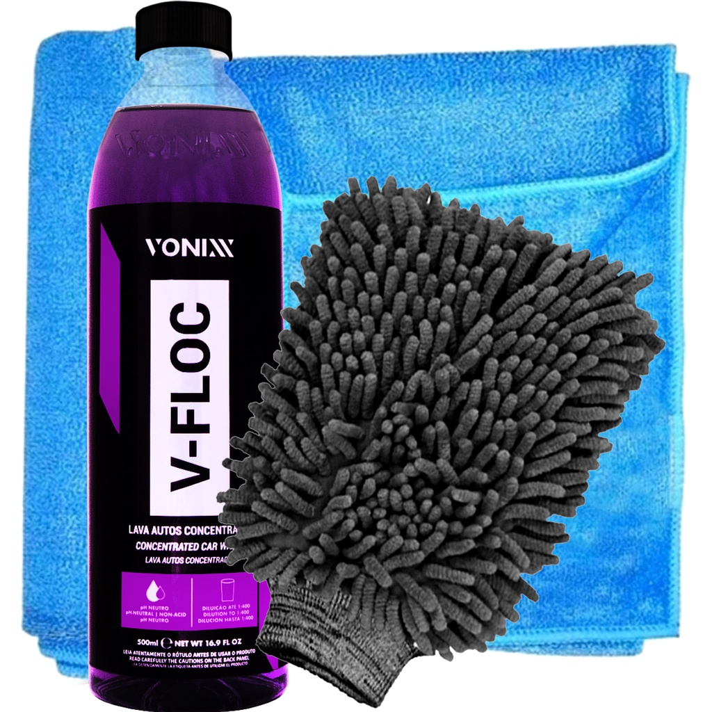 Kit Lavagem Automotiva Limpeza Vonixx Shampoo V-Floc 500ml Luva e — Cabelos