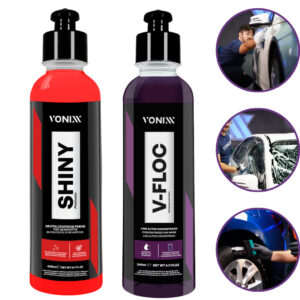 Kit Lavagem Automotiva Vonixx Shampoo V-Floc e Shiny Alto Brilho