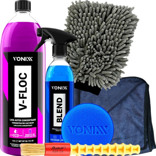 Kit Lavagem De Moto Shampoo Cera Blend Luva Toalha Vonixx