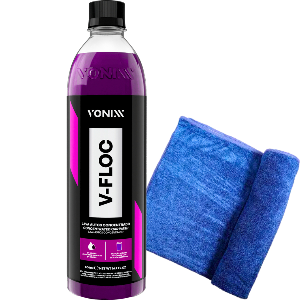 Kit Lavagem Vonixx Shampoo V-Floc Toalha Secagem Automotiva — Cabelos