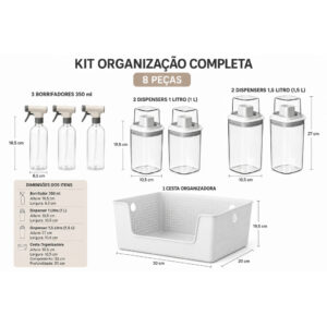 Kit Lavanderia Completo OU Linha Flow Cesto Organizador Borrifadores