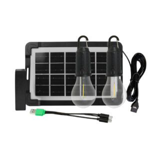 Kit LED Solar Portátil Foxlux com 2 Lâmpadas e Carregador USB