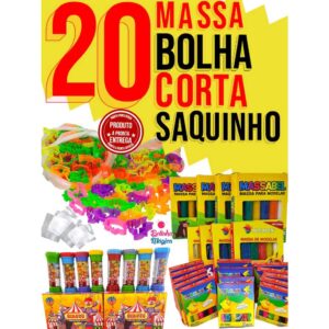 Kit Lembracinha Completo 20 Massinha de Modelar 20 Bolha de Sabao 20