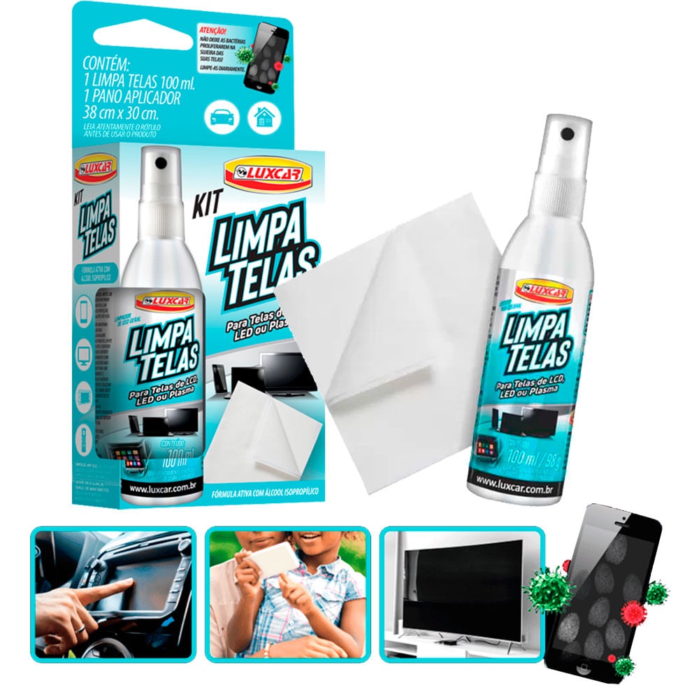 Kit limpa telas luxcar celular tv tablet computador c pano — Informática