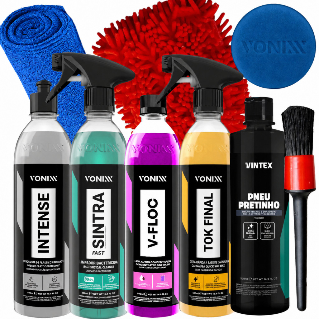 Kit Limpeza Automotiva Vonixx Shampoo V-floc Cera Tok final Intense — Cabelos