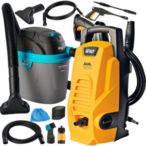 Kit Limpeza Lavadora de Alta Pressão Ágil 1400W Potente com Aspirador