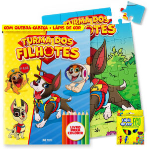 Kit Livro de Colorir Diversão Turma Dos Filhotes Quebra-Cabeça e