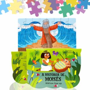 Kit Livro Infantil História De Moisés Em 3d Pop-up Quebra-Cabeça
