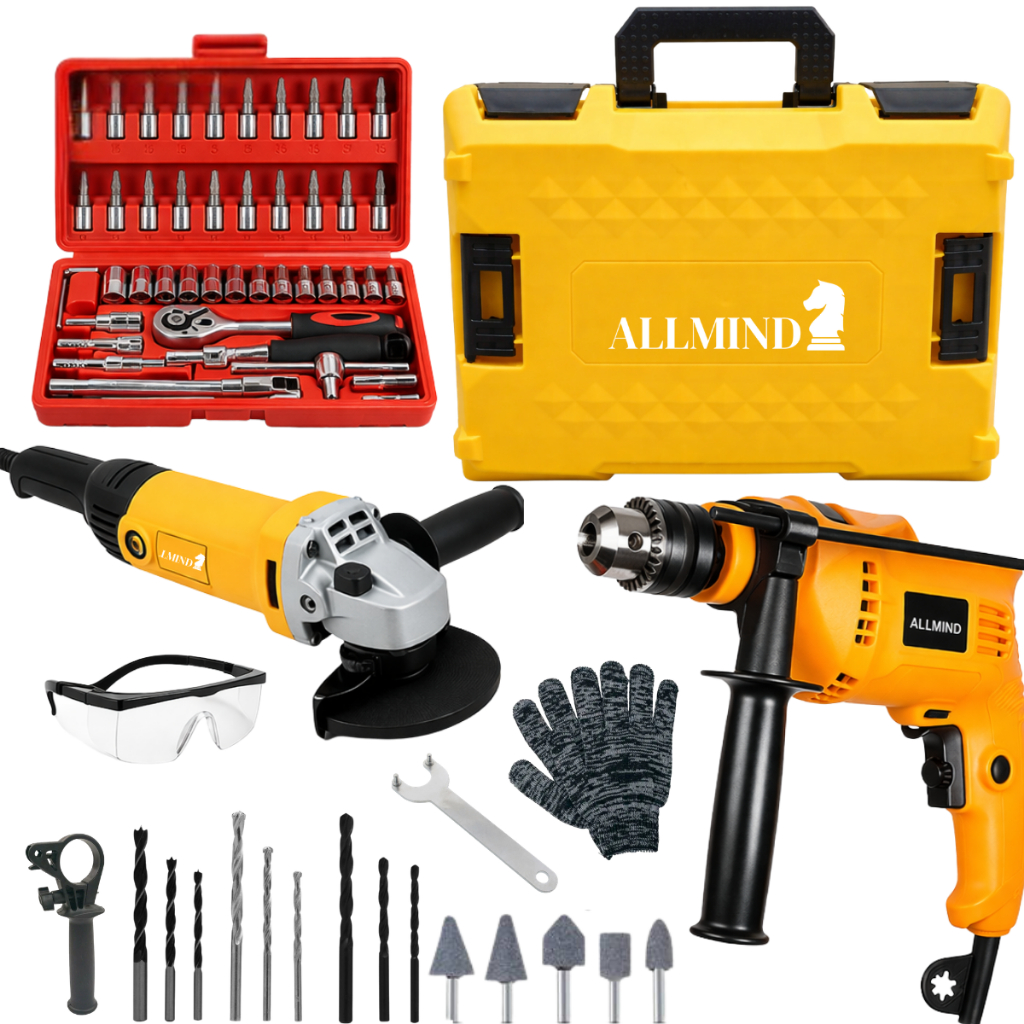 Kit Lixadeira Esmerilhadeira Angular Furadeira de Impacto 10mm e — Ferramentas Elétricas