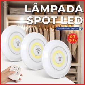 Kit Luminária Spot Led Redondo Com Controle Luz Fria ou Quente Auto