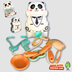 Kit Maleta de Médico Panda Doutor 13 Peças Brinquedo Infantil Medica