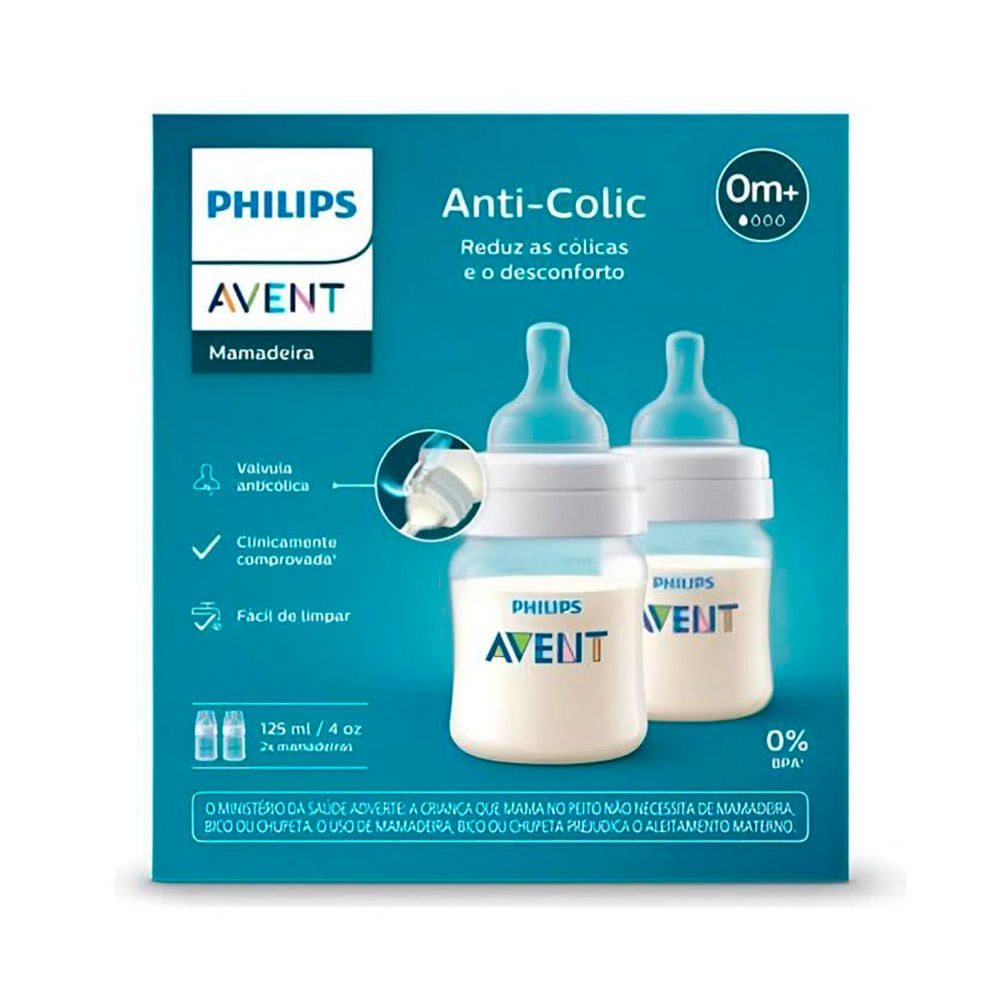 Kit Mamadeira Philips Avent Anti Colic 0+ Meses 125ml 2 Unidades — Alimentação Infantil
