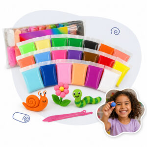 Kit Massinha de Modelar Com 24 Cores Com Espátula Não Tóxica Macia
