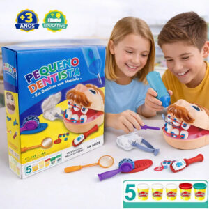 Kit Massinha de Modelar Infantil Brincando de Dentista Brinquedo