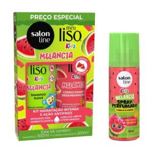 Kit Meu Liso Kids Melancia com Shampoo Condicionador e Spray Perfumado