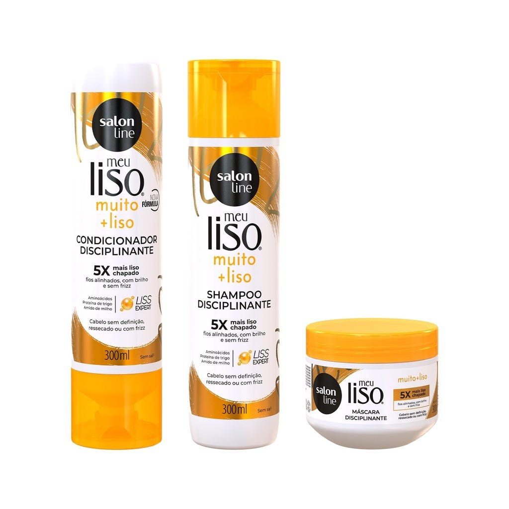 Kit Meu Liso Muito+Liso Shampoo Condicionador Máscara de Hidratação — Cabelos