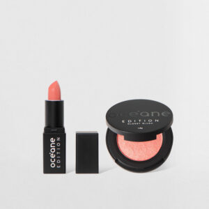 Kit Mini Blush Cintilante Mini Batom Rosa Semi-Matte Océane Edition