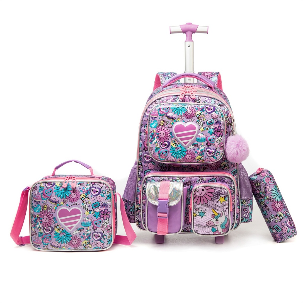 Kit Mochila Crosswave Estojo Lancheira Estampa Divertida — Bolsas e Mochilas