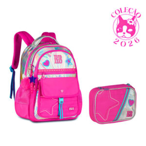 Kit Mochila de Costas Com e Estojo Rebecca Bonbon Shine Clio Style