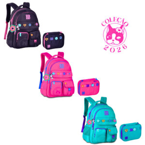 Kit Mochila de Costas Com Estojo Rebecca Bonbon Flower-Clio Style