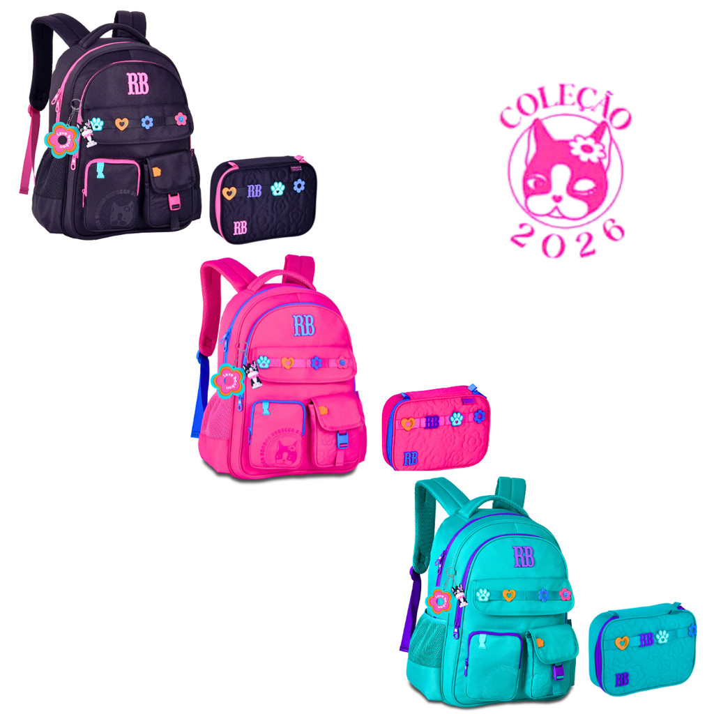 Kit Mochila de Costas Com Estojo Rebecca Bonbon Flower-Clio Style — Bolsas e Mochilas