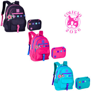Kit Mochila de Costas Com Estojo Rebecca Bonbon Flower-Clio Style