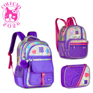 Kit Mochila de Costas Com Lancheira 2em1 e Estojo Rebecca Bonbon