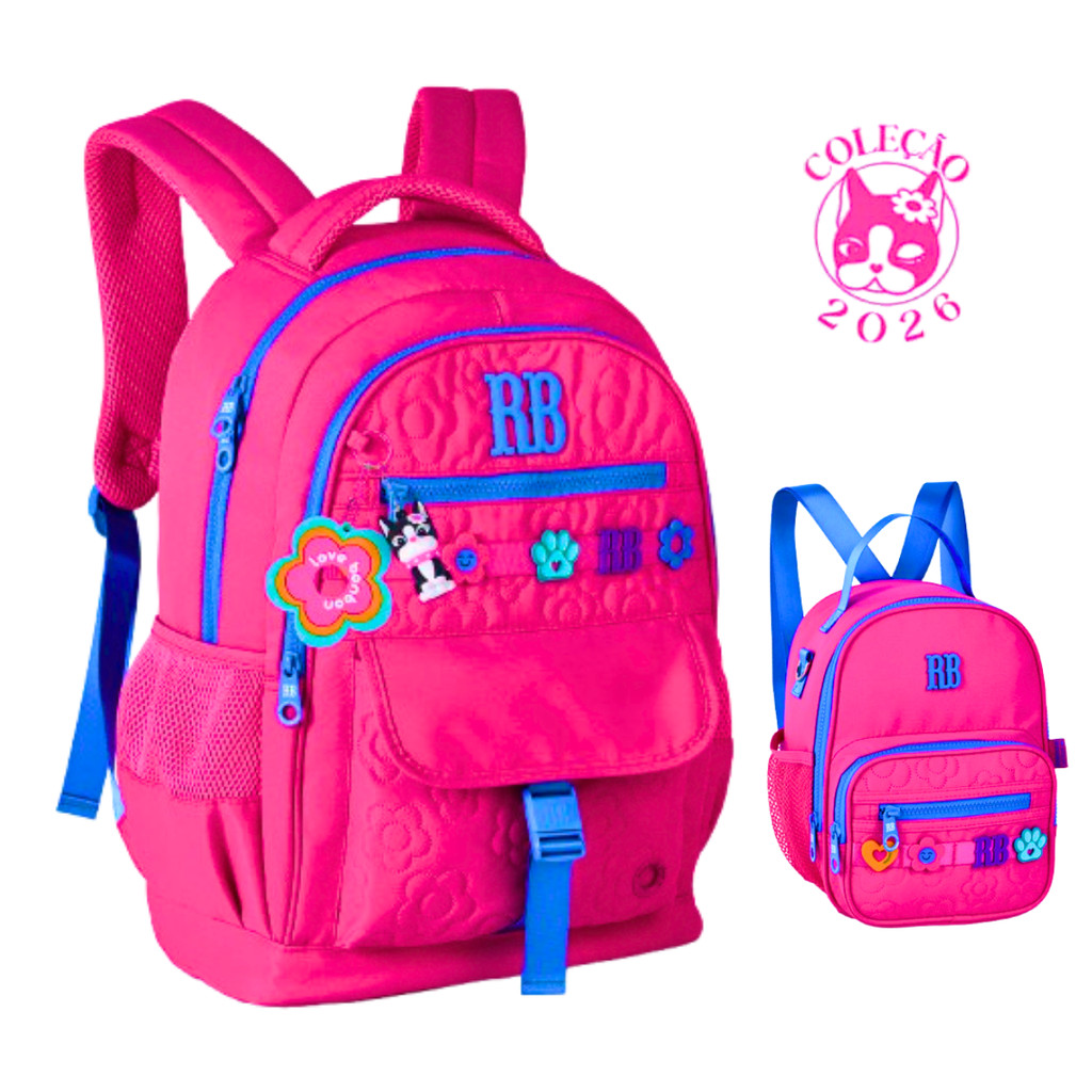 Kit Mochila de Costas Com Lancheira Rebecca Bonbon Flower Power-Clio