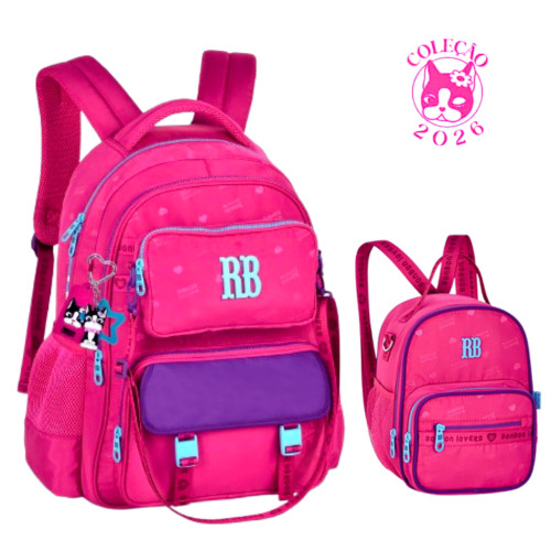 Kit Mochila de Costas com Pochete Removível e Lancheira Rebecca Bonbon