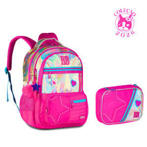 Kit Mochila de Costas e Estojo Rebecca Bonbon Holo Shine Clio Style