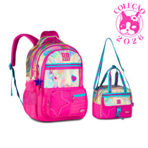 Kit Mochila de Costas e Lancheira Rebecca Bonbon Holo Shine Clio