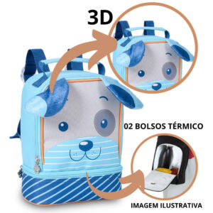 Kit Mochila de Rodinha e Lancheira Infantil Pets Clio Style