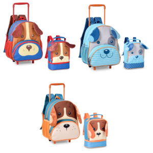 Kit Mochila de Rodinha e Lancheira Infantil Pets Clio Style