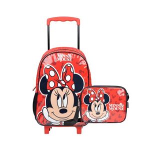 Kit Mochila de Rodinha e Lancheira Térmica Infantil Feminina Minnie