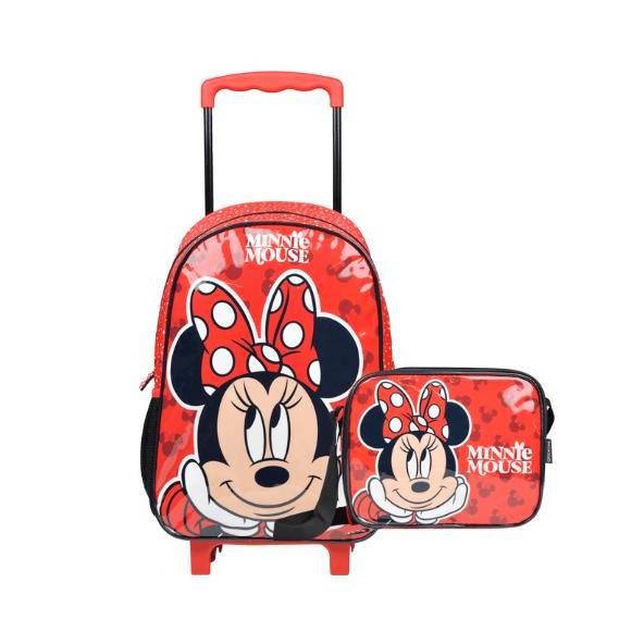 Kit Mochila de Rodinha e Lancheira Térmica Infantil Feminina Minnie