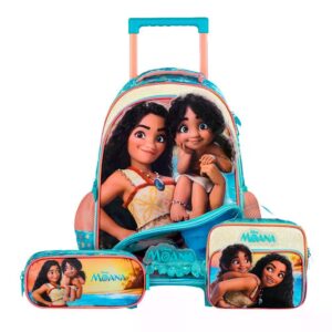 Kit Mochila de Rodinha, Lancheira e Estojo Moana