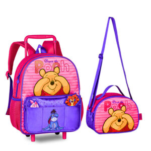Kit Mochila de Rodinhas com Lancheira Infantil Ursinho Pooh Clio Style
