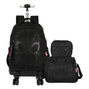 Kit Mochila Escolar com Rodinhas, Lancheira e Estojo Homem-Aranha