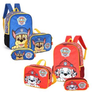 Kit Mochila Escolar de Costas Estojo Duplo Lancheira Térmica Patrulha