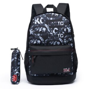 Kit Mochila Escolar Ecko Estojo Resistente Espaçosa
