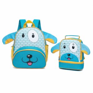 Kit Mochila Lancheira Infantil Pré-Escola Cachorro Menino Alças