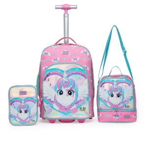 Kit Mochila Rodinha Escolar Lancheira Térmica Estojo Box Reforçada
