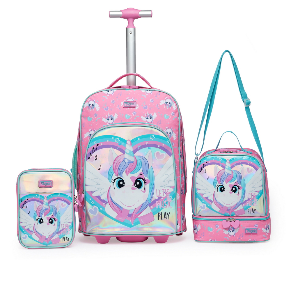 Kit Mochila Rodinha Escolar Lancheira Térmica Estojo Box Reforçada