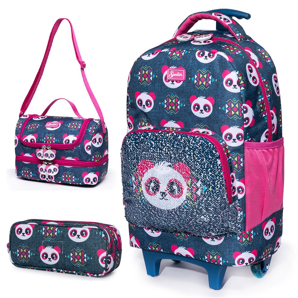 Kit Mochila Spector Infantil Escolar Rodinhas Estojo Espaçoso
